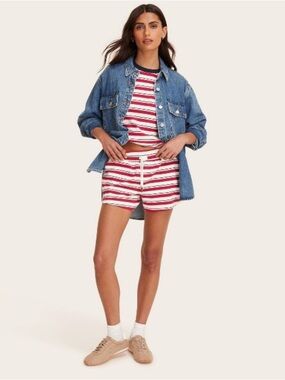 NWT Parke x Target Red/Navy Striped High-Rise Drawstring Knit Pull-On Shorts -M
